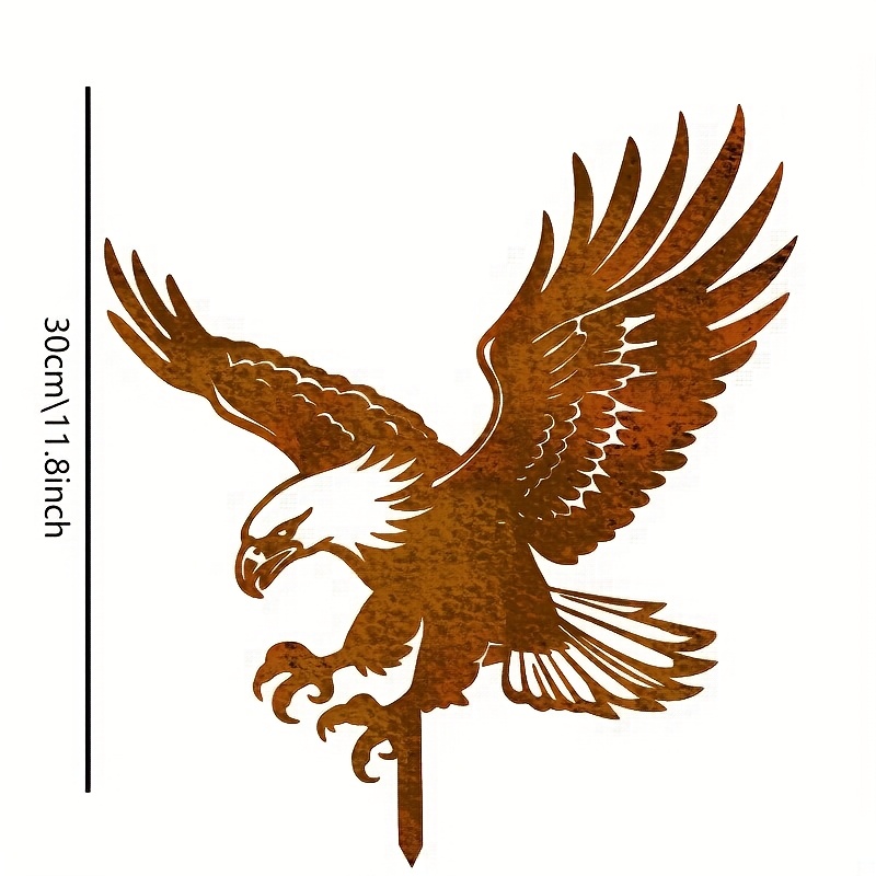 E-shop Rostiger Metall Adler Bodeneinsatz, eine Eisenkunst Dekorative Handwerkskunst, geeignet für Outdoor-Stümpfe, Balkone, Gartenarbeit und andere