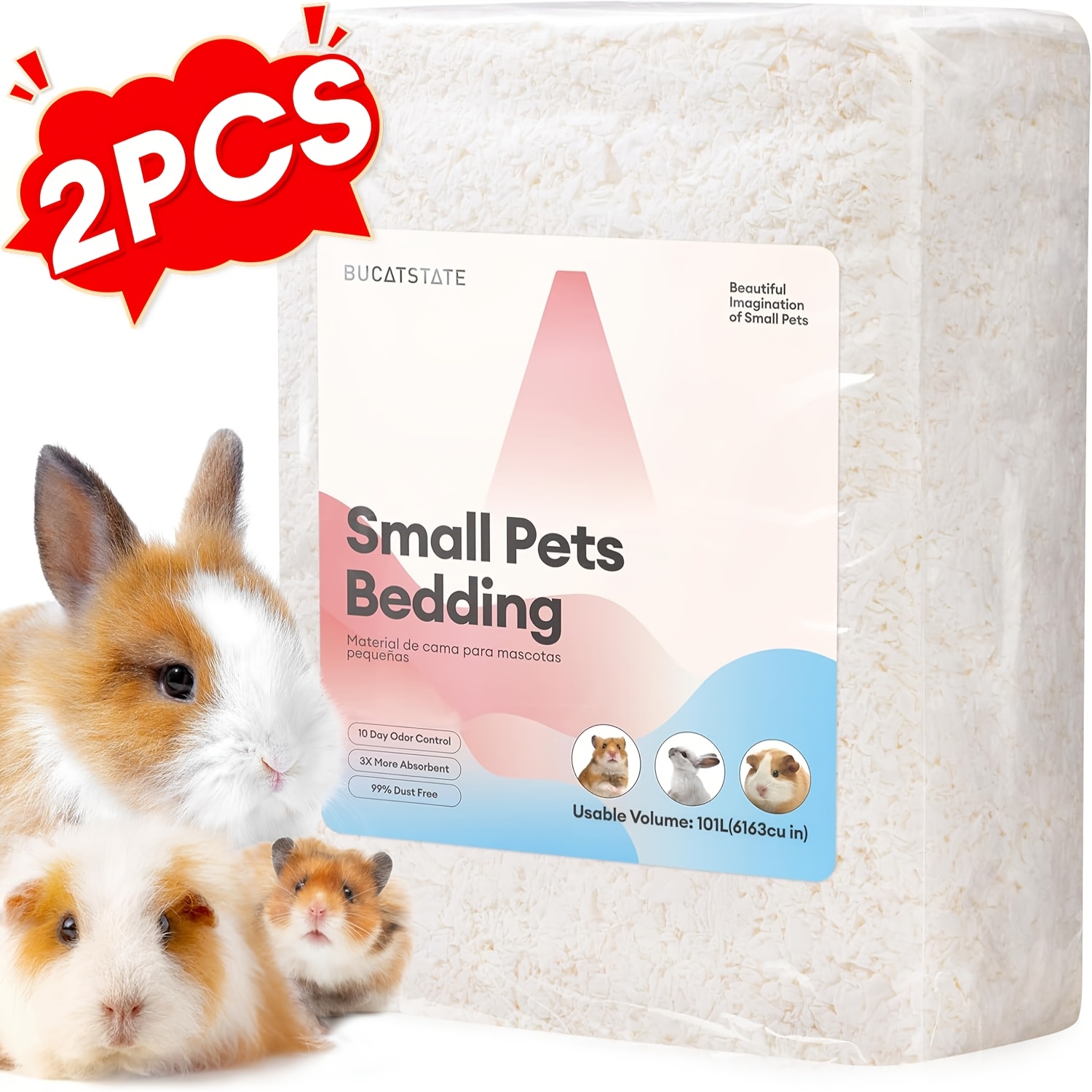Image of 2pcs Bucatstate Hamster 101l, Paper Pad, Suitable For Small Animals, Absorbent And 99.9% Dust-free Small Animal Pad, Suitable For Guinea Pigs, Rabbits, Pets, Mice, Race Mice, Rodents