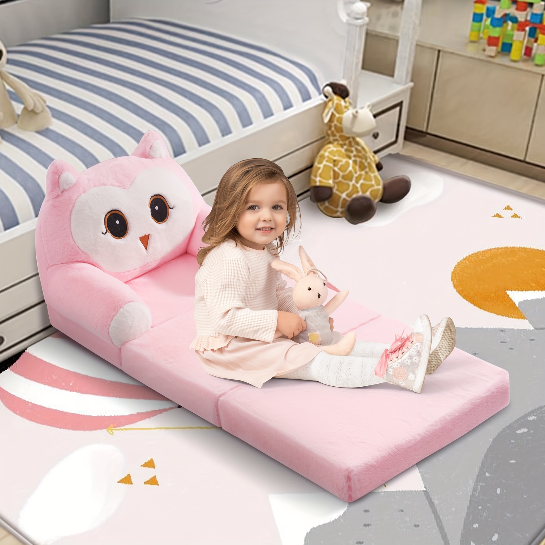kids sofa chair for 2 in 1 folding soft couch velvet of coral washable polyester memory foam foldable sofa for girls boys 3 sofa for kid details 5