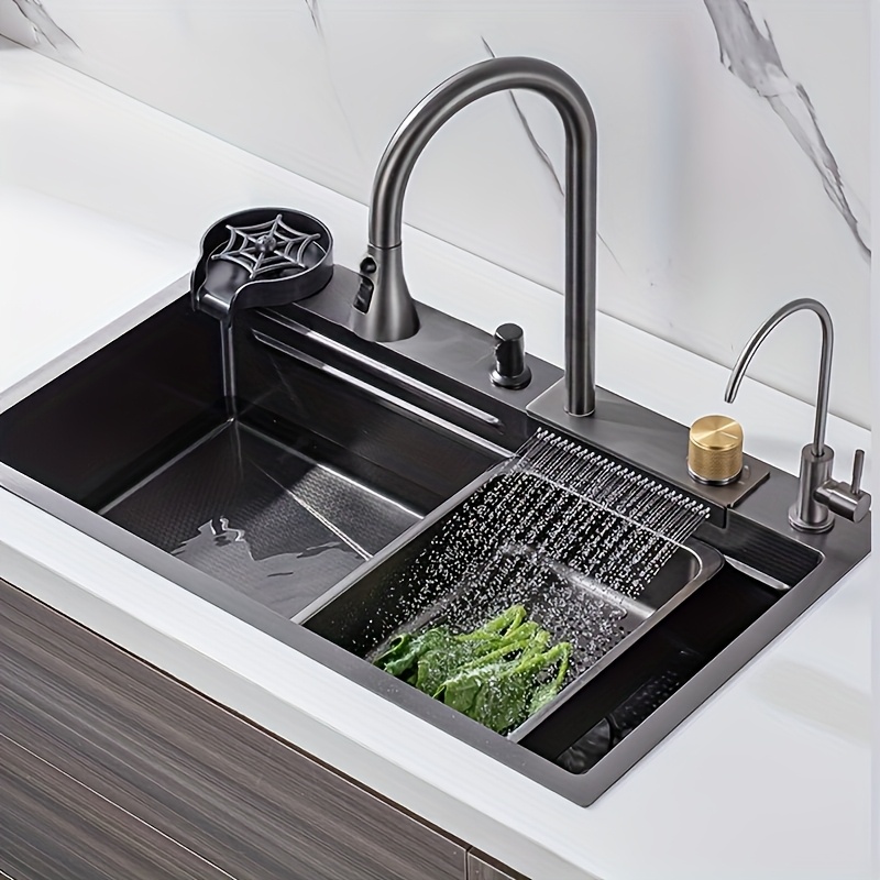 faucet water purifier faucet kitchen sink 6045 waterfall flying rain stainless steel sink dishwashing sink square undermount sink vegetable sink large single bowl