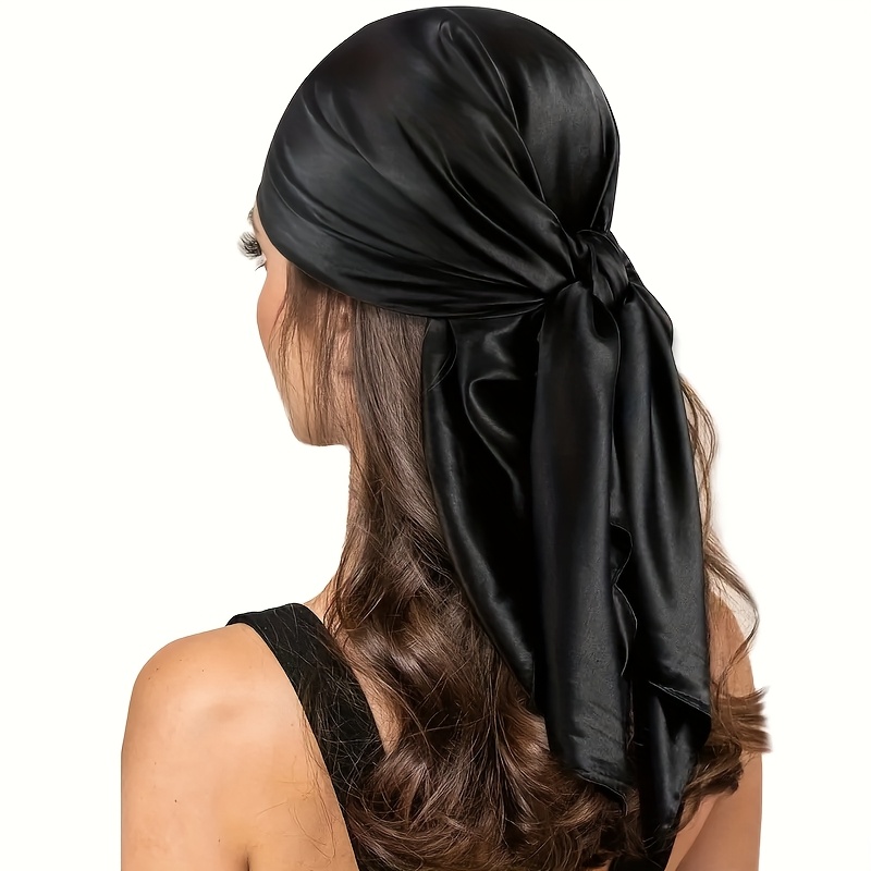 TEMU Bright Satin Square Scarf, Easy Lightweight Headscarf, Casual Hair Wrap