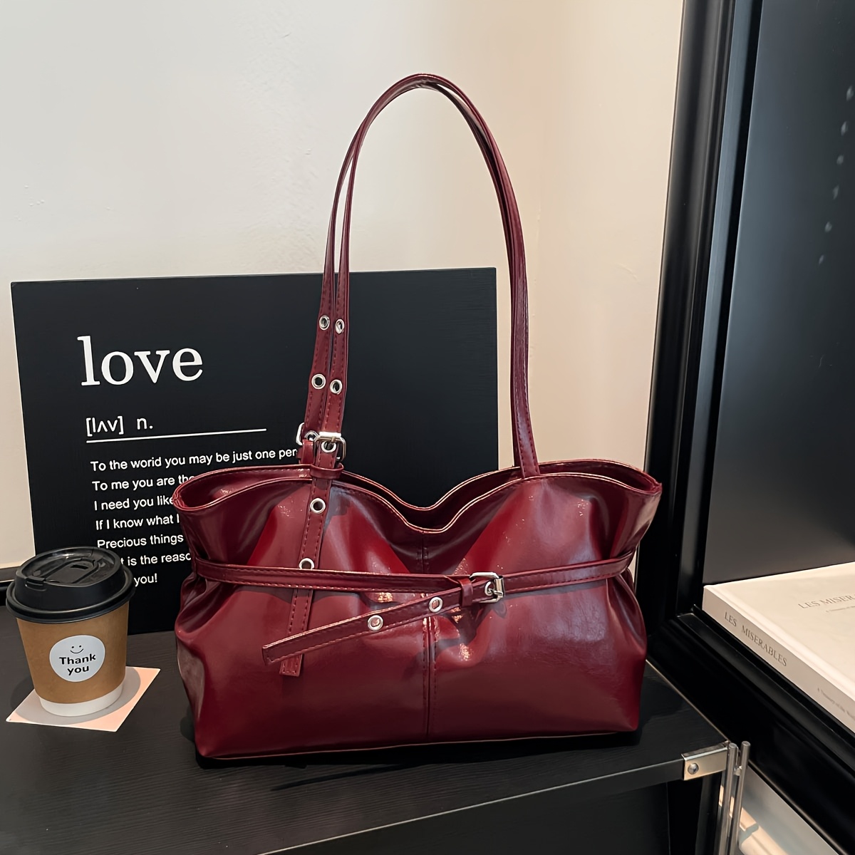 TEMU Bolso de axila estilo coreano transfronterizo de , otoño invierno 2025, bolso tote de gran capacidad para viajeros, bolso de único para mujer,
