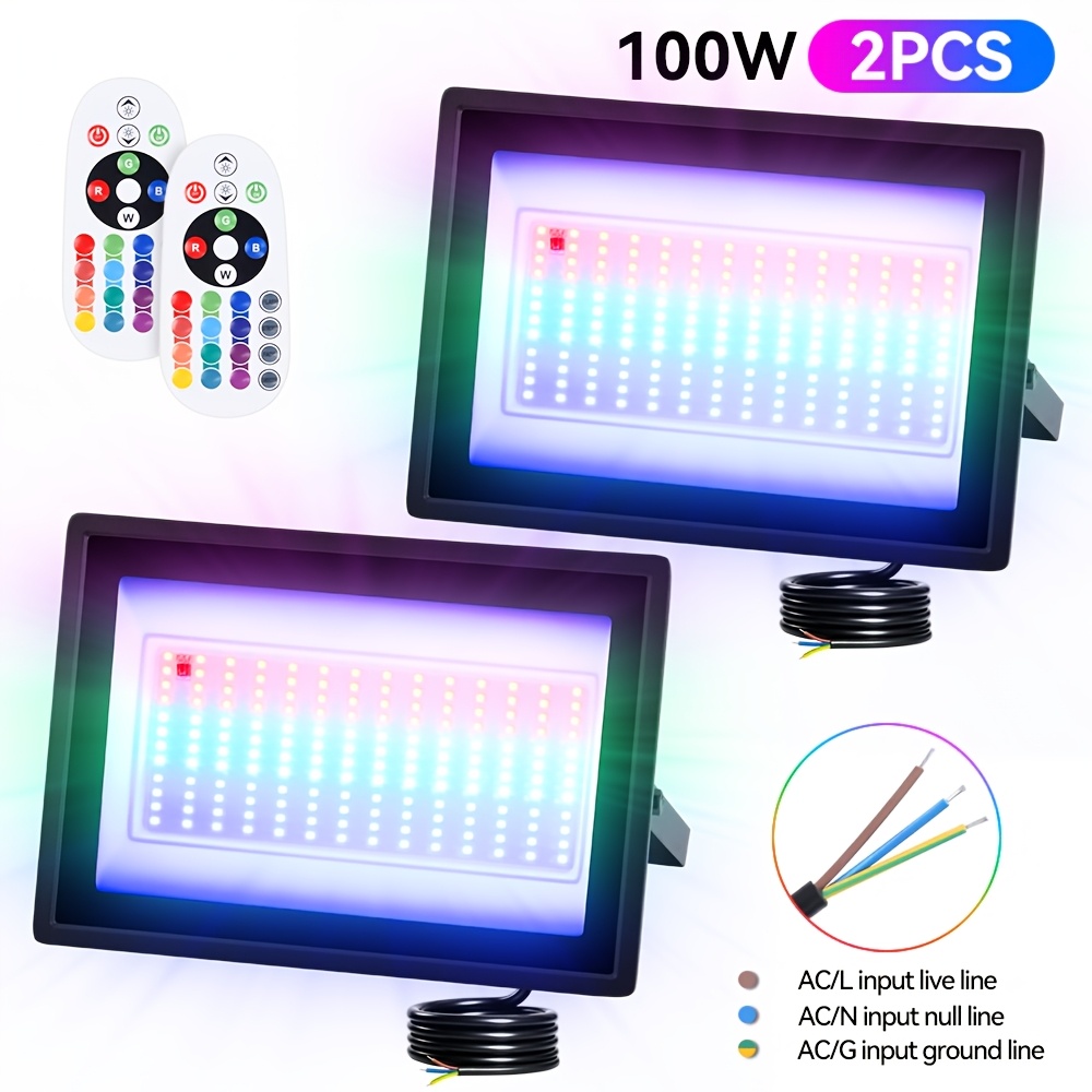 Image of 2 Packs 100w 50w 30w Outdoor Lighting, Led Lights, Outdoor Lights, Outdoor Led Light Strips, Party Multiple Scene , Daily Decoration 220-240v Plug-in Cable Use, No Plug