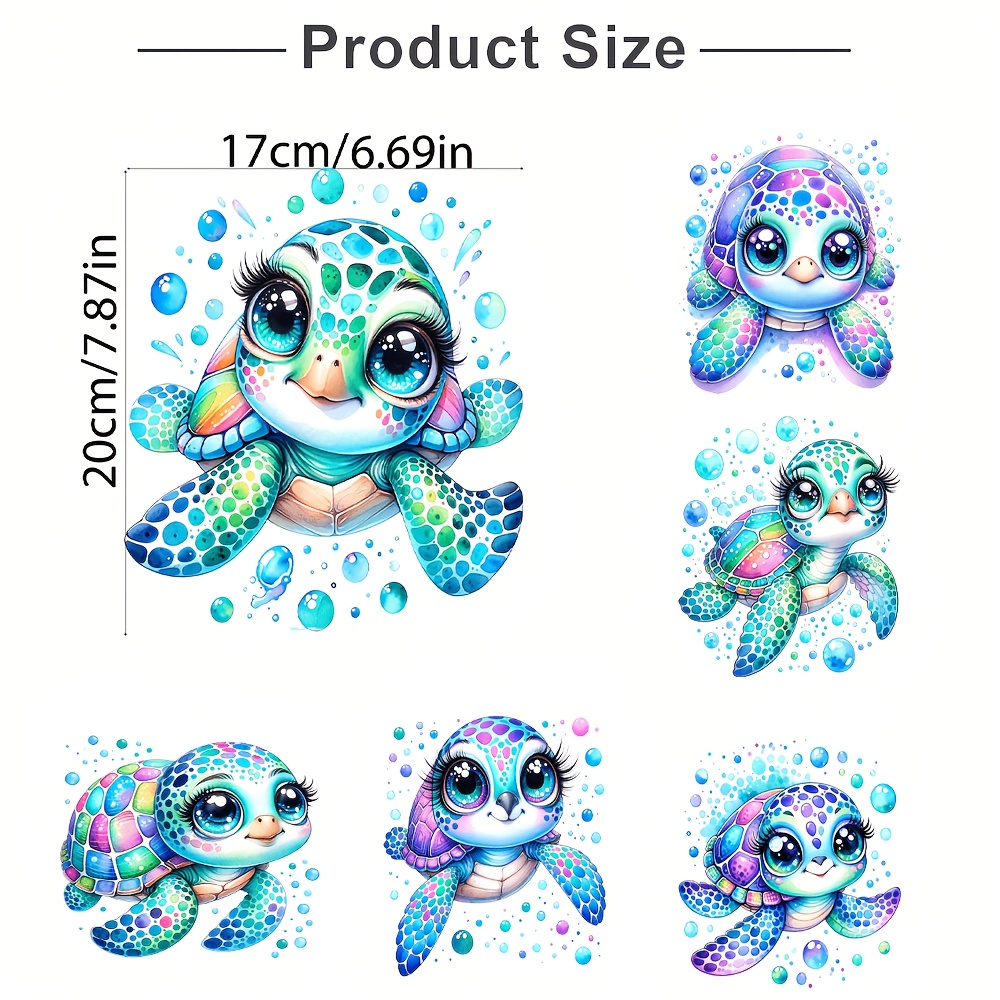 E-shop 6 Stück Lustige Strand-Sprüche Meeresschildkröte Hibiskus Bügelbilder - Hochwertige, waschbare Bügelbilder für DIY T-Shirts, Jeans, Rucksäcke,