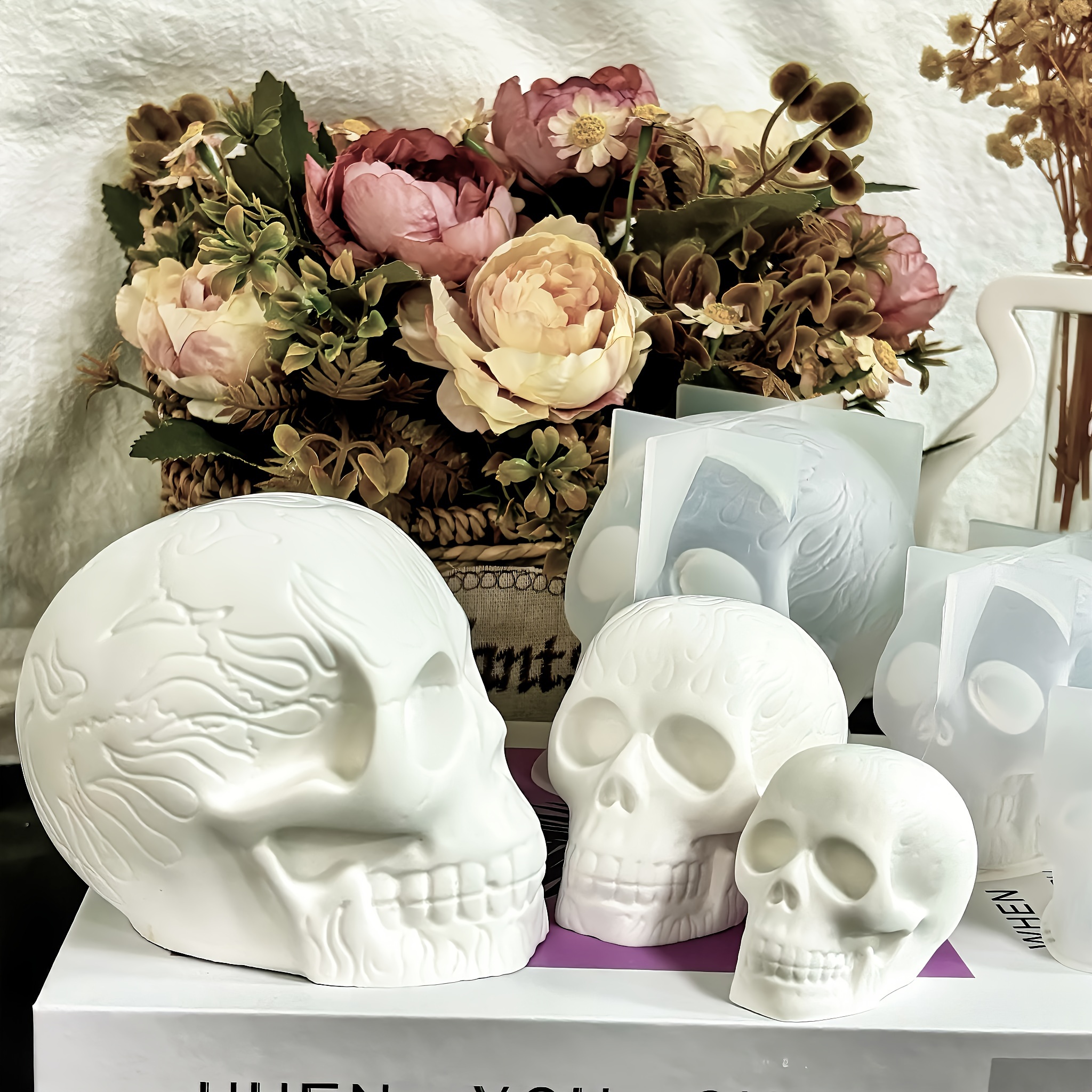 3D Rose Skull Silicone Mold - For Resin, Candles, Soap Making Crafts