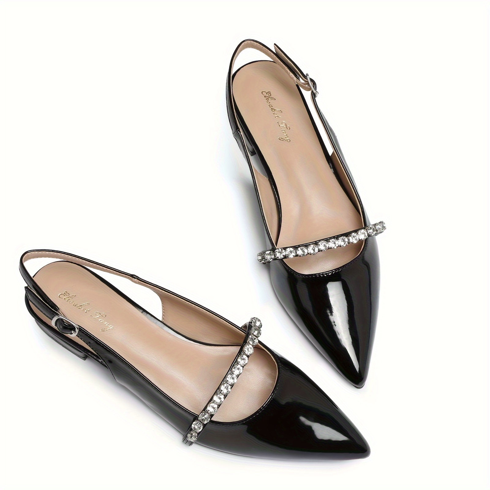

Slingback Flats With Rhinestone Pointed Toe Flats For Women Dressy Shoes