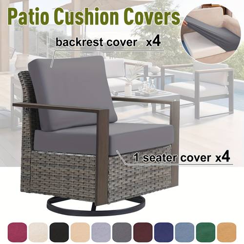 2 8 12pcs fiber fabric stretch rattan chair seat cushion cover chair cover suitable for outdoor courtyard terrace combination sofa seat and cushion replacement cover excluding core machine washable shower cap elastic band sofa cushion cover