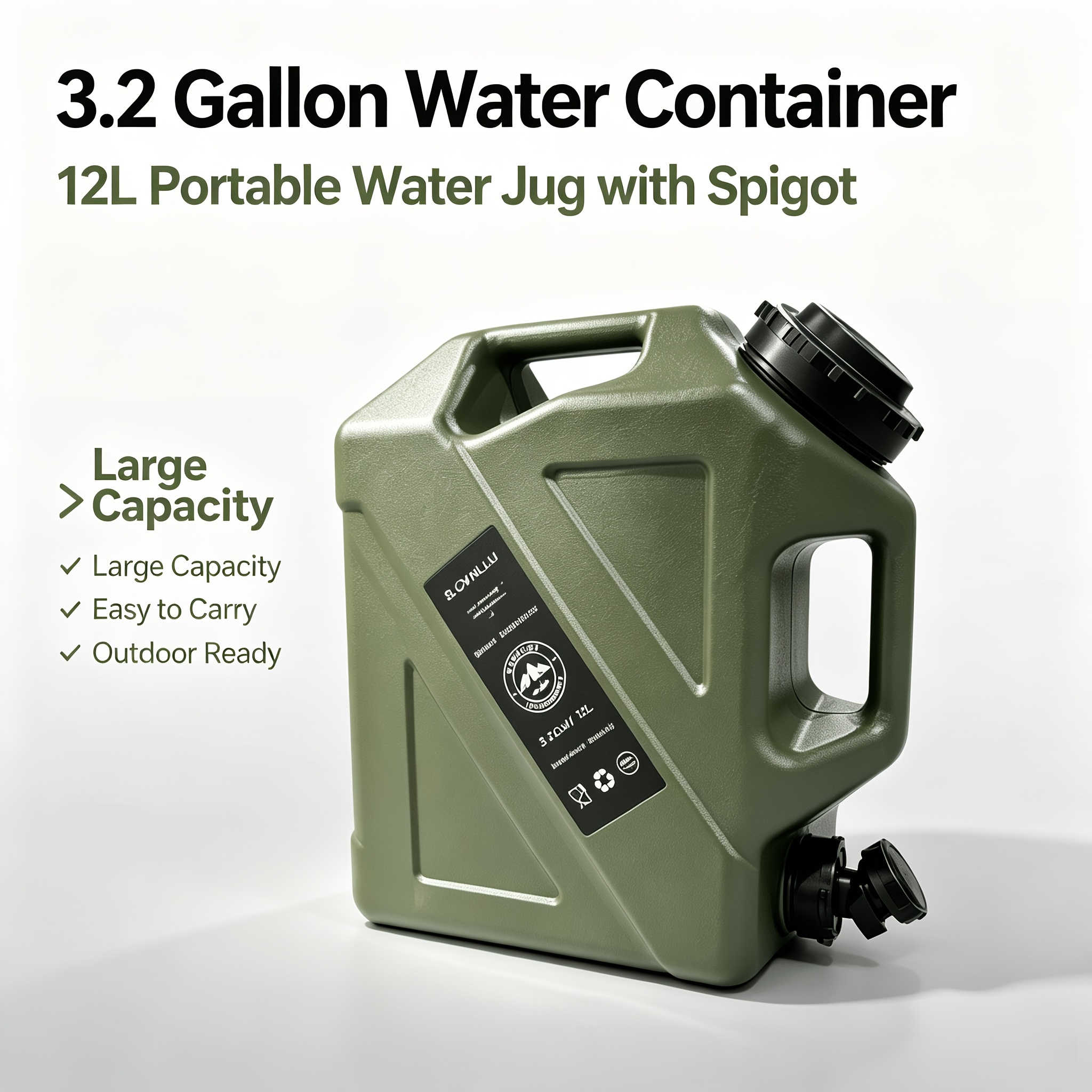 Image of 3.2 Gallon Portable Water Tank With Faucet, Durable And Leak-proof, Suitable For Emergency Water Storage And Outdoor Uses