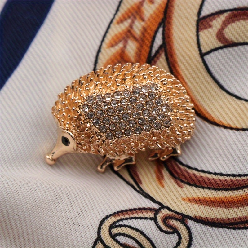 Image of Ladies Novelty Creative Hedgehog Brooch Fashion Rhinestone Animal Corsage Banquet Party Dress Suit Coat Cardigan Vintage Brooch Pin