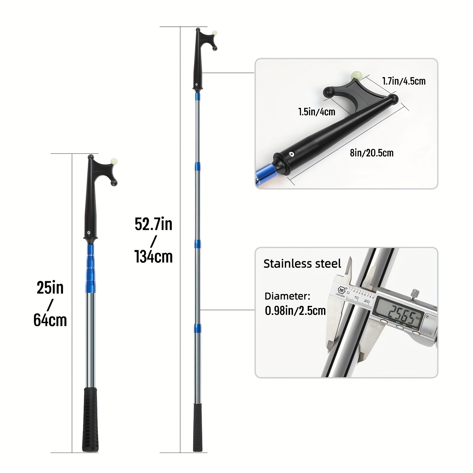 Adjustable Telescoping Boat Hook with Luminous Beads