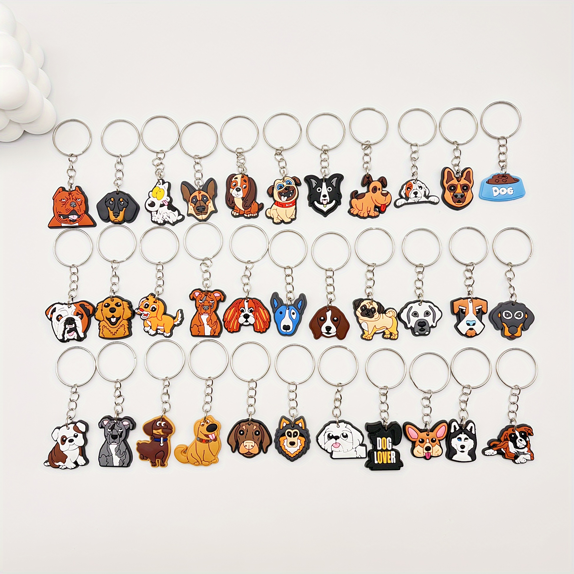

33pcs Cartoon Dog Series Keychain Cute Animal Pvc Key Chain Ring Bag Backpack Charm Party Favors Dog Mom Dog Dad Gift