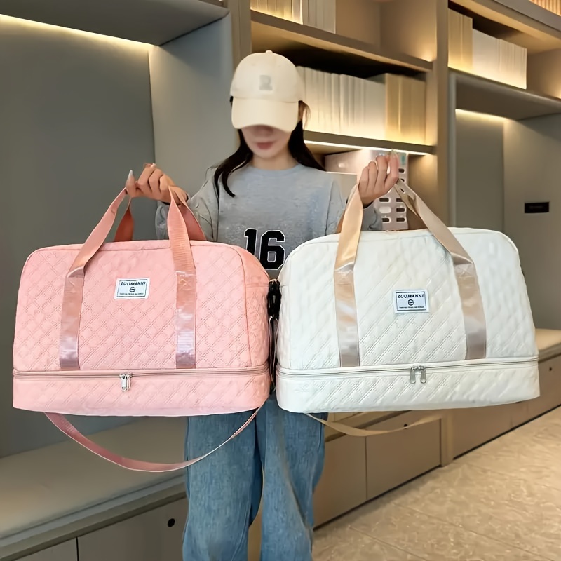 luxurious oversized duffel bag stylish durable with compartment multi functional carry dry wet   handy side pockets for travel   gym  