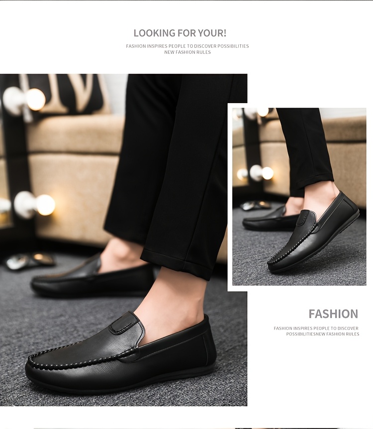 Men's Slip-On Loafers - British Style Breathable Casual & Dressy Shoes, All-Season Comfort with EVA Sole, Low-Top Round Toe Design for Office, Semi-Formal & Casual Attire, Comfy Shoes