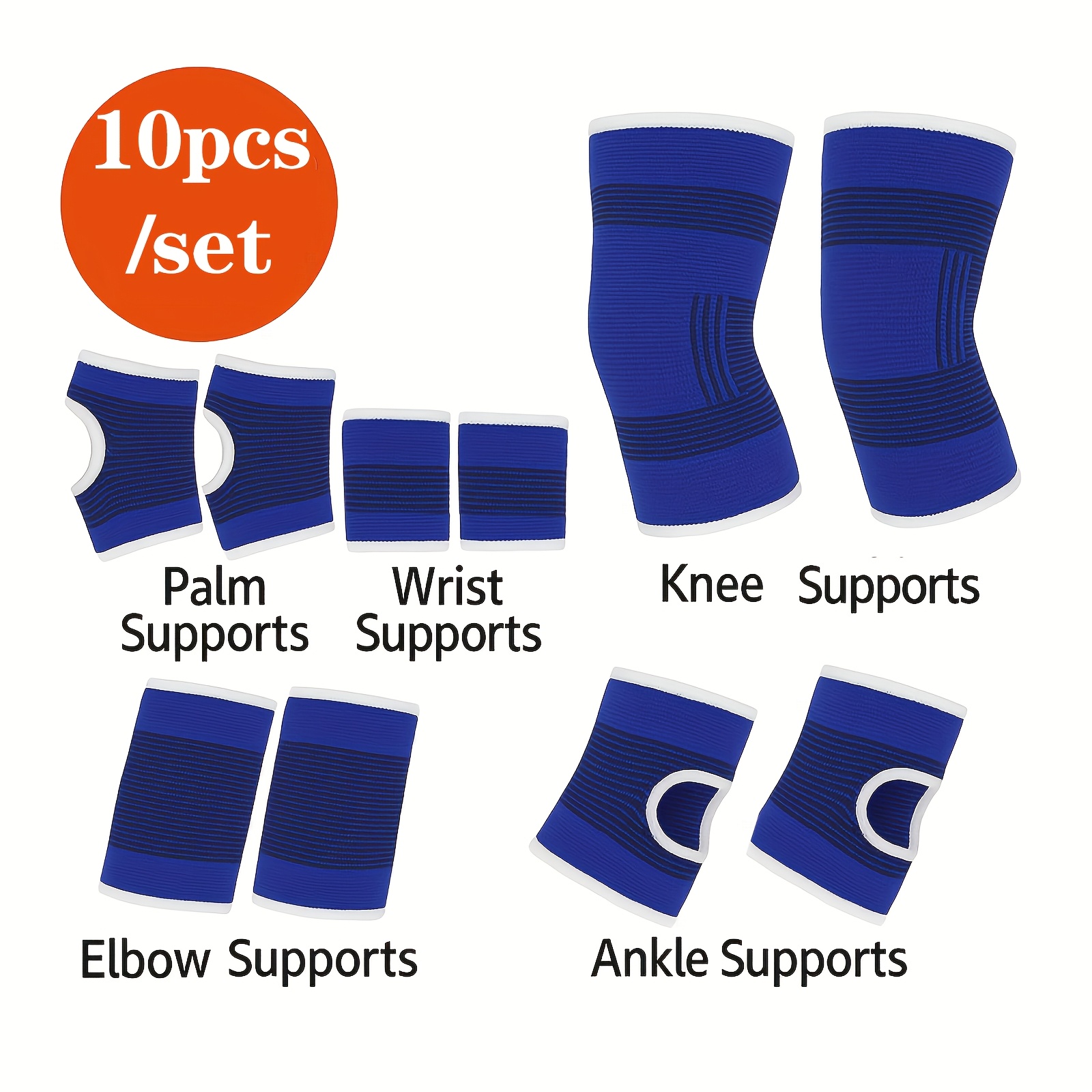 Image of 8pcs/set, 10pcs/set, Equipment Fitness Combination Set, Palm Supports, Wrist Supports, Elbow Supports, Knee Supports, Ankle Supports, Adult Football And Basketball Training