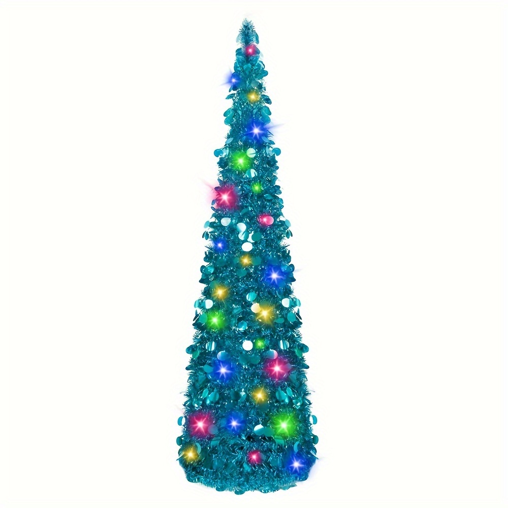 1pc 4ft 1 2m collapsible   up christmas tree with rose   stripes easy assembly lightweight plastic   suitable for home office party decorations