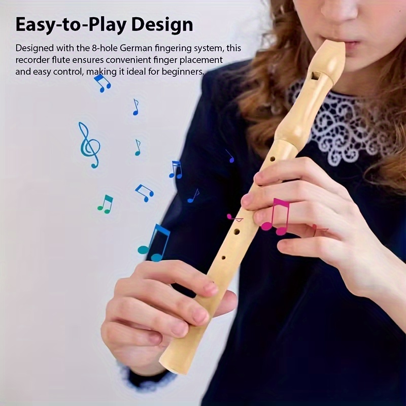 Professional 8-hole German System Vertical Flute - Full Recorder With Detachable Headjoint, & Light Finish Suitable For Beginners And Professionals, / Practice & Performances