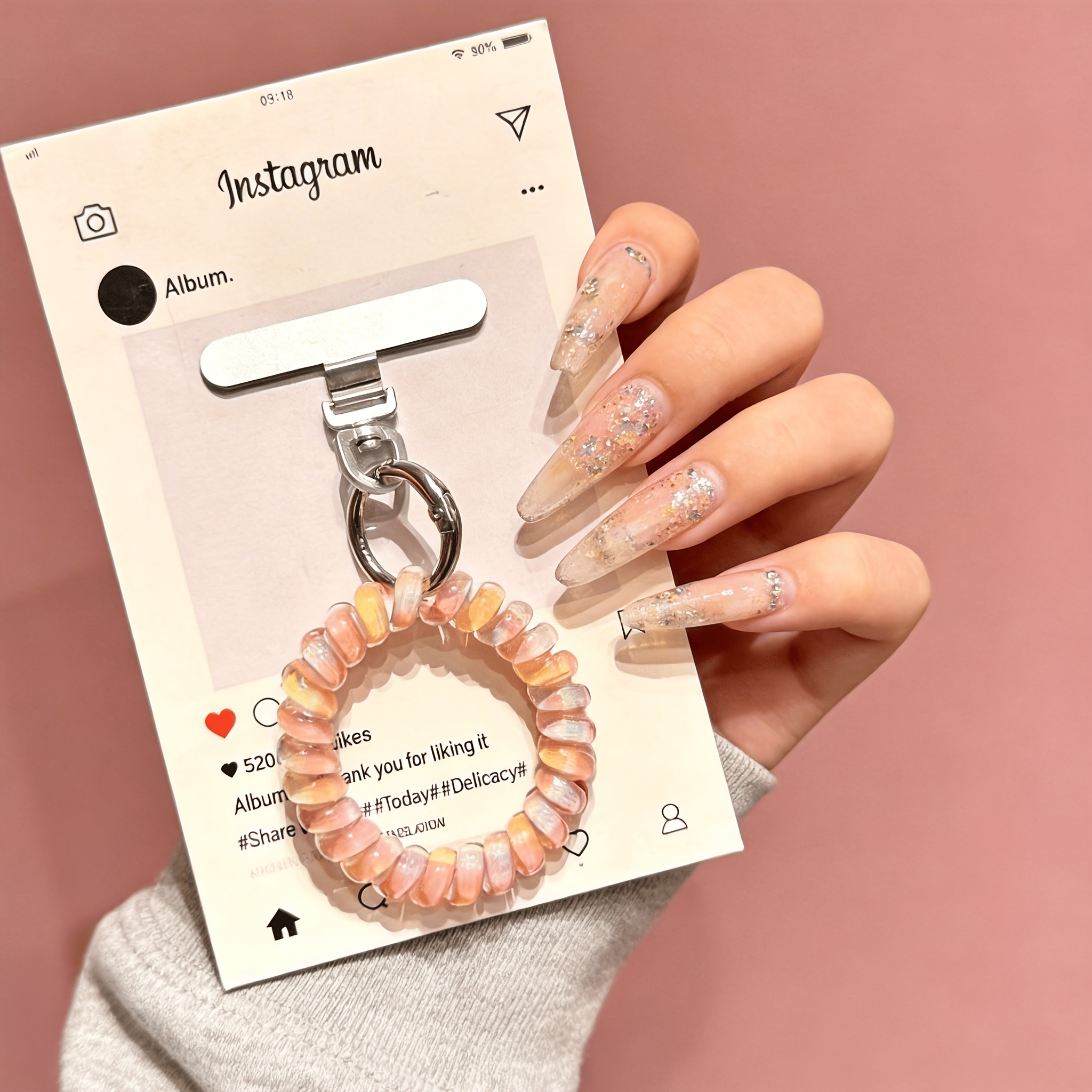 TEMU 1pc Cute Hair Tie Charm Phone Lanyard, Ins-style Telephone Cord Phone Chain, Dopamine Ccd Universal Lanyard, Pendant Charm, Cute Hair Tie