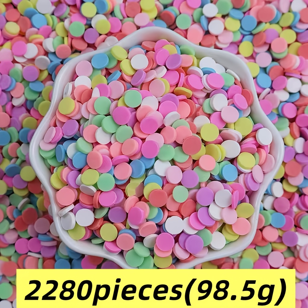 TEMU 2280pcs Colored Circular Polymer Clay Sheets, Colored Circular Soft Clay Tiles, Suitable For Handicraft Making, Craft Materials, Phone Case
