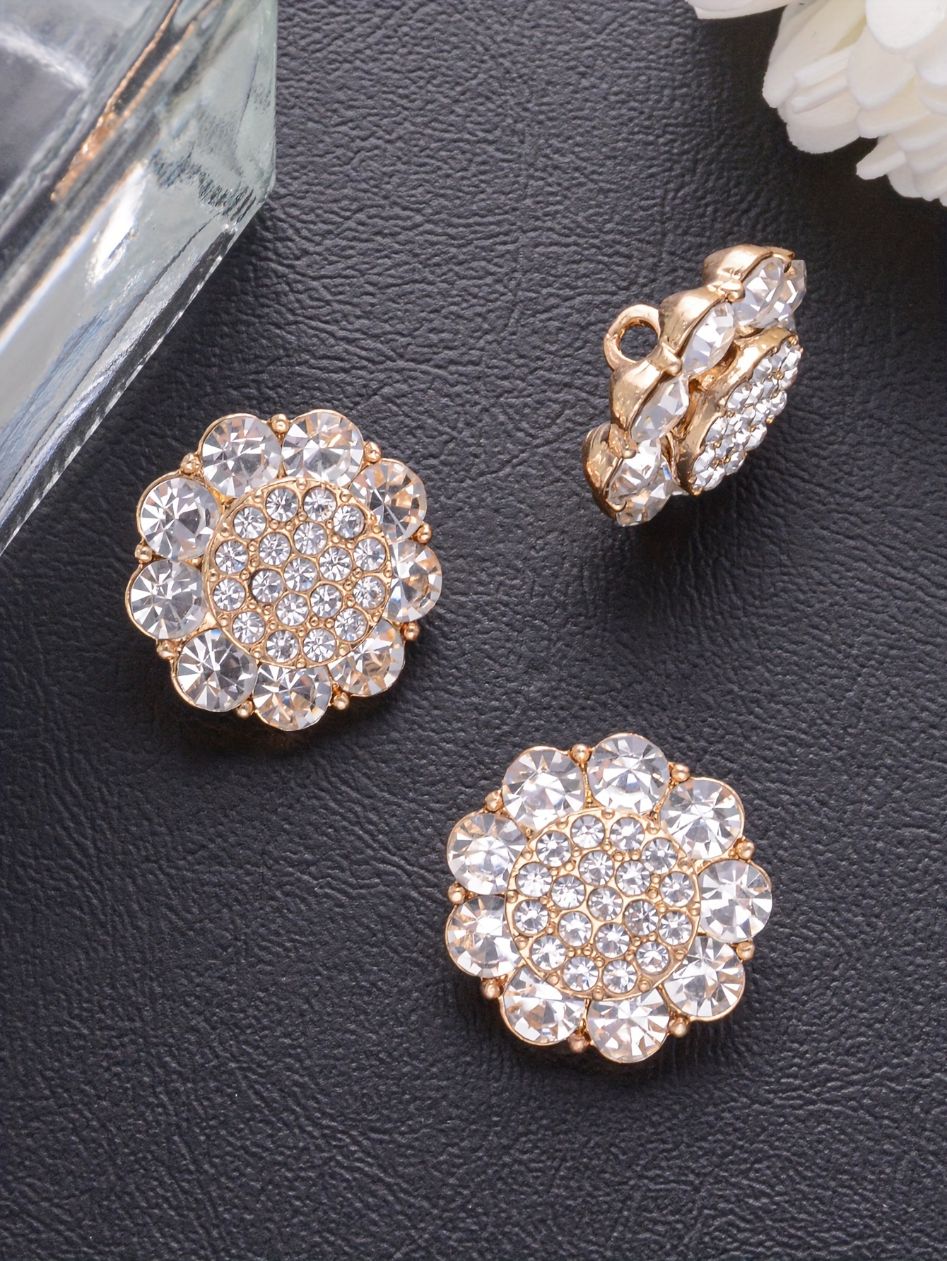 4pcs elegant alloy flower shaped   buttons novelty style diy fashion accessory for blouse and knitwear details 1