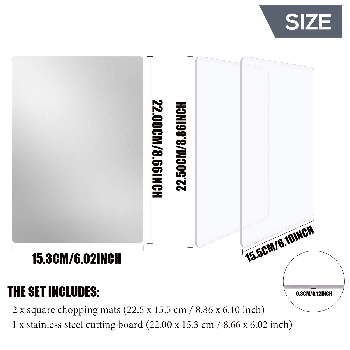 TEMU 3pcs/set Cutting Pad And Metal Shim Set For Die Cutting Machine – 2 Clear Polycarbonate Cutting Plates 8.75"x6" & 1 Stainless Steel Metal Shim
