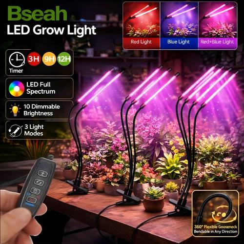 elementbilde fullspektrum led vekstlys - høy intensitet innendørs plantelampe - fleksibel rotasjon og auto på/av timer - rask plantevekst - ideell for hageplanter