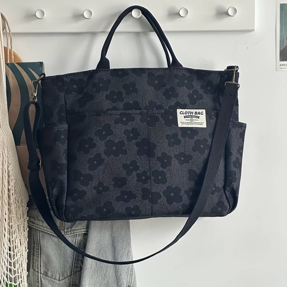 TEMU Thickened Zipper Casual And Artistic Tote Nylon College Student Hand-held Single-shoulder Crossbody Bag 2025 Year