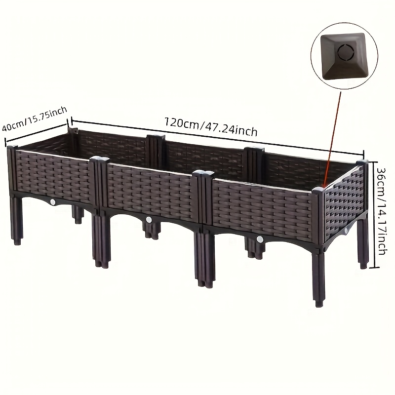   creative flowerpot all weather square raised vegetable planter with drainage system balcony planting box pot for garden lawn flowerpot outdoor railingpot box rectangular flowerpot box creative christmas flowerpot