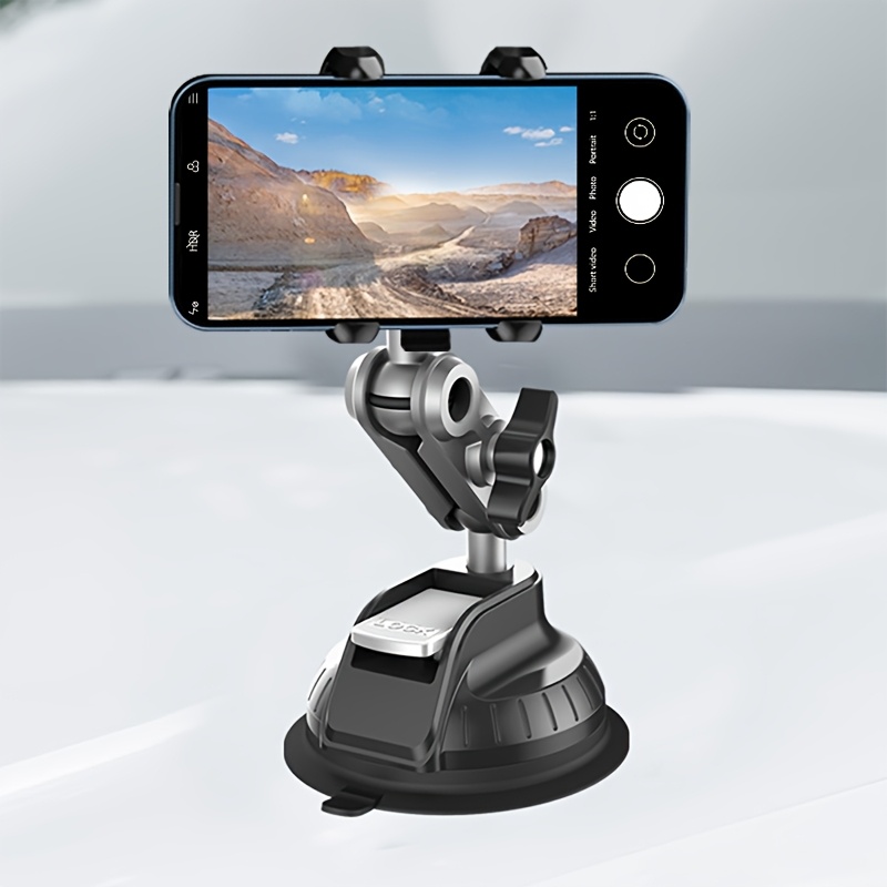 

Aluminum Alloy Car Phone Mount, Upgraded Suction Cup, Flexible Multi-joint Adjustment, Dashboard Clamp, Rotatable And Adjustable, With Compatible With 4-7 Inch Smartphones For Vehicle Use