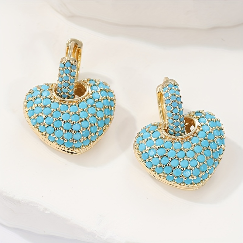 E-shop 1 Paar Neue Modische Blaue Elegante Herzförmige Creolen, Exquisite Accessoires für Alltagsdates und Festliche Anlässe – Ideal als Geschenk