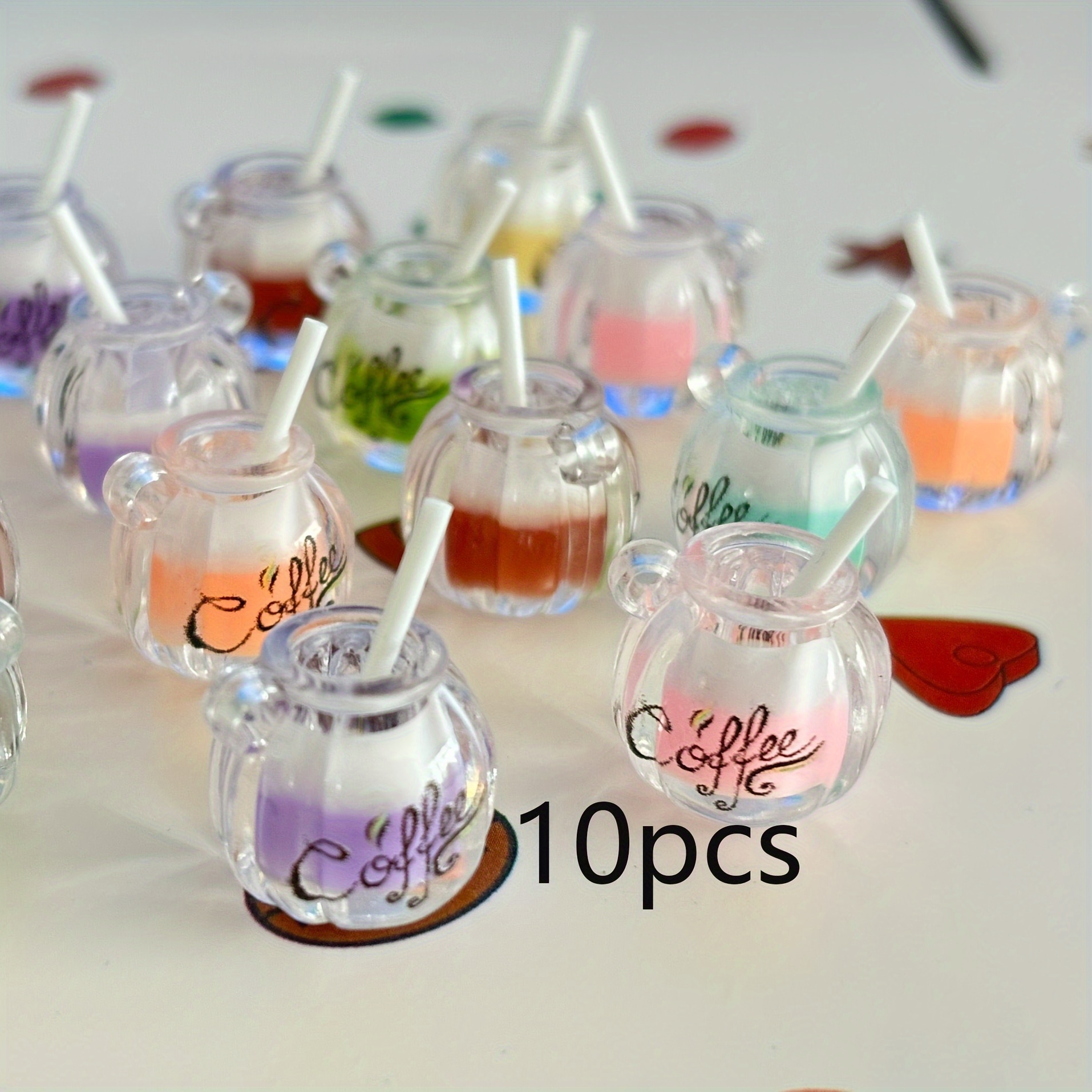 

10pcs -the- Cup Charms Set - Acrylic Pendants For Diy Keychains, Phone Chains, Earrings & Necklaces - Assorted Styles