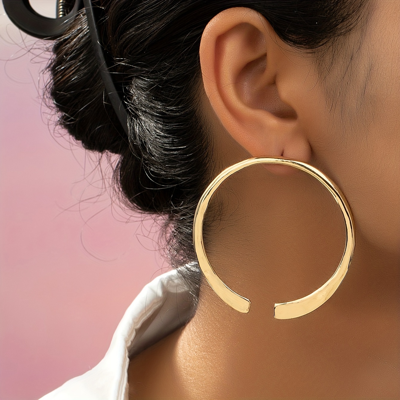 

Elegant Vintage-inspired Large Hoop Earrings For Women - Zinc Alloy, Casual Attire & Gifting