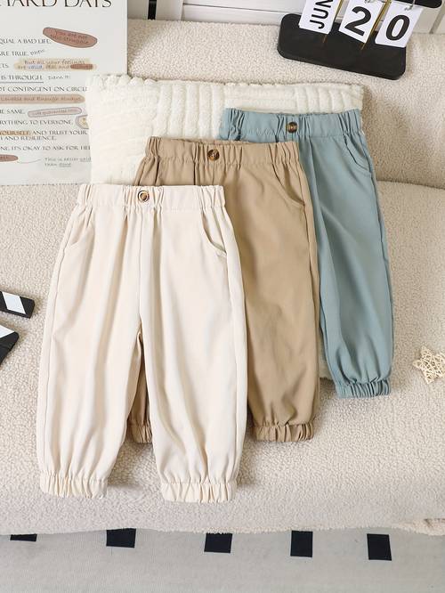 boys spring autumn long pants with button decoration three pc for outdoor activities outdoor