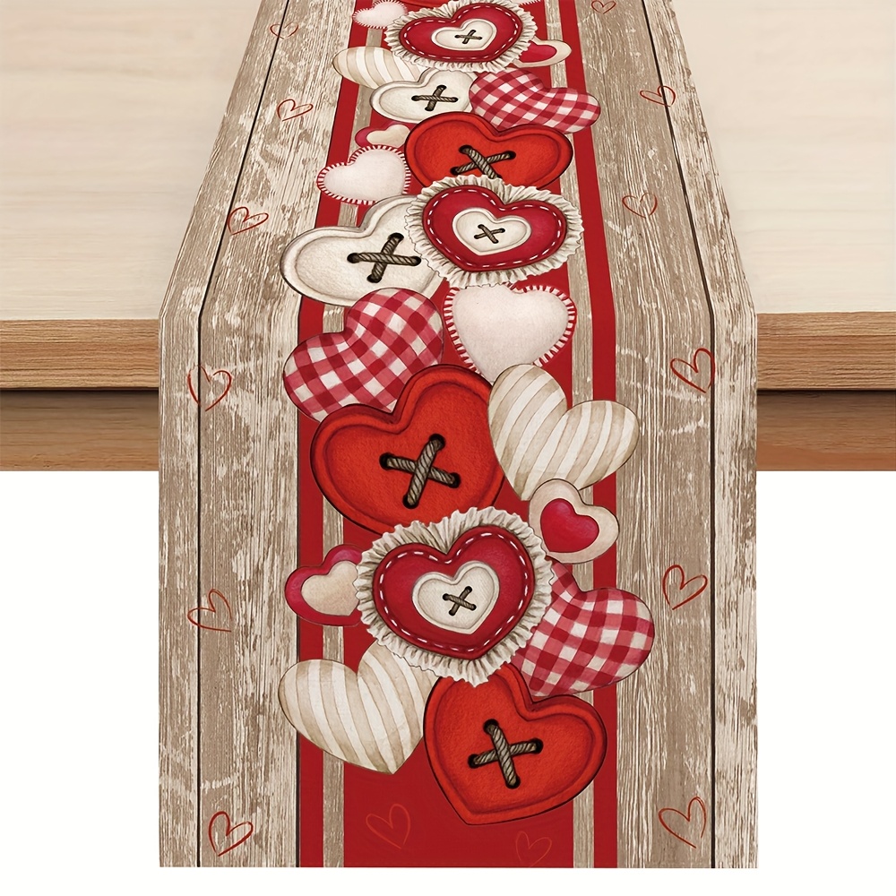 

1pc 's Day Polyester Table - Rectangular Table Decor Wood -shaped For Dining Decoration