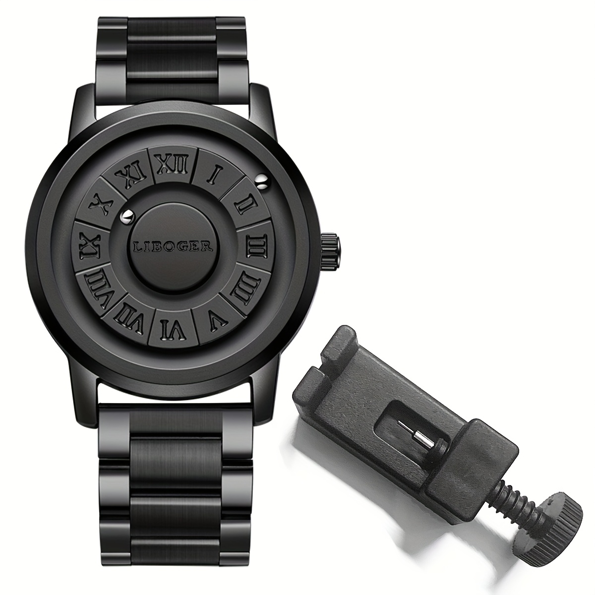 Vintage Business Men Watch Magnetic Steel Ball Hand No Mirror Touch to Read Time New Design Stainless Steel Strap Quartz Wristwatch for Male