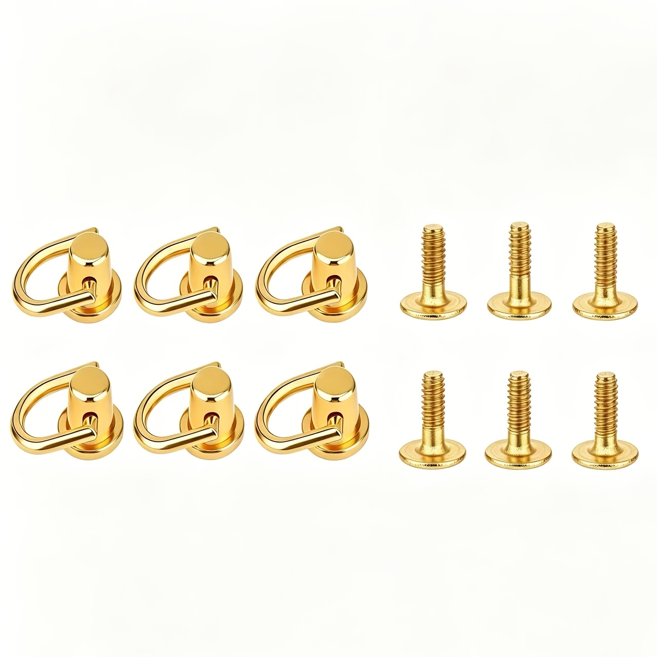TEMU 12 pièces, 6 jeux de rivets à anneau en D avec dos à vis - Convient pour les attaches métalliques dans la maroquinerie, les manuels de sacs à