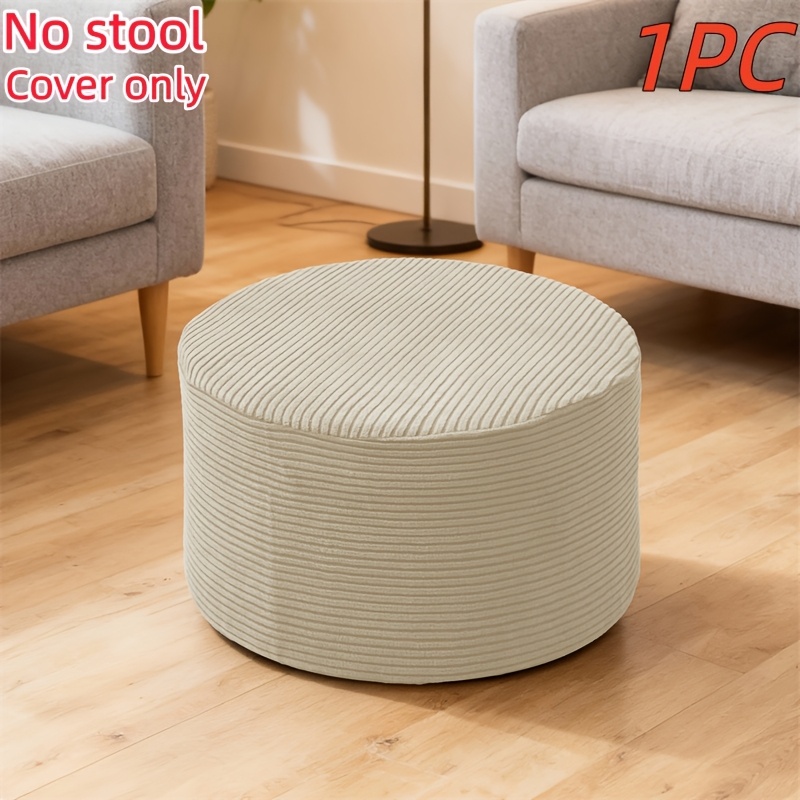 TEMU 1pc Striped Jacquard Round Stool Cover Stretch Spandex Stool Covers For Living Room Bedroom Kitchen Hotel