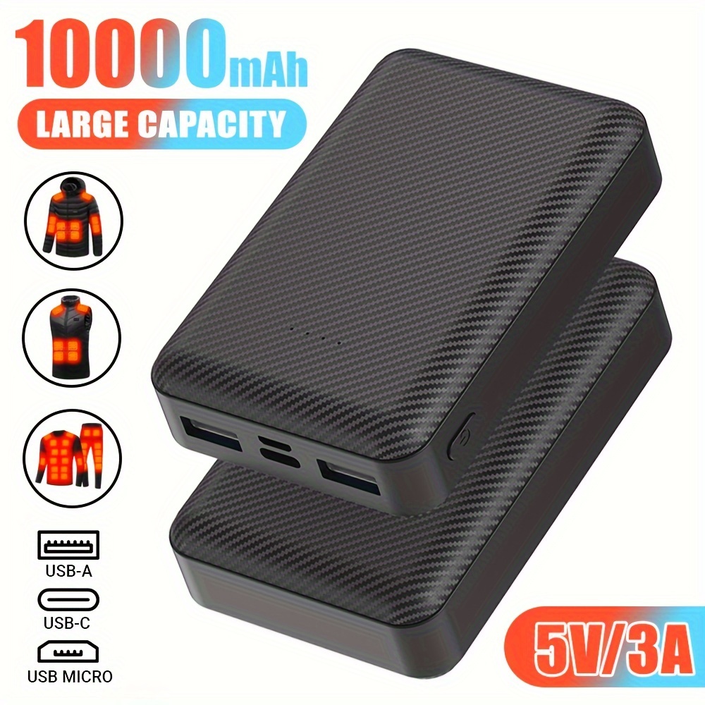 

10000mAh 5V/3A Banque D'alimentation Chargeur USB Portable Charge Rapide Pack De Batterie Externe Pour Veste Chauffante Vêtements Équipement