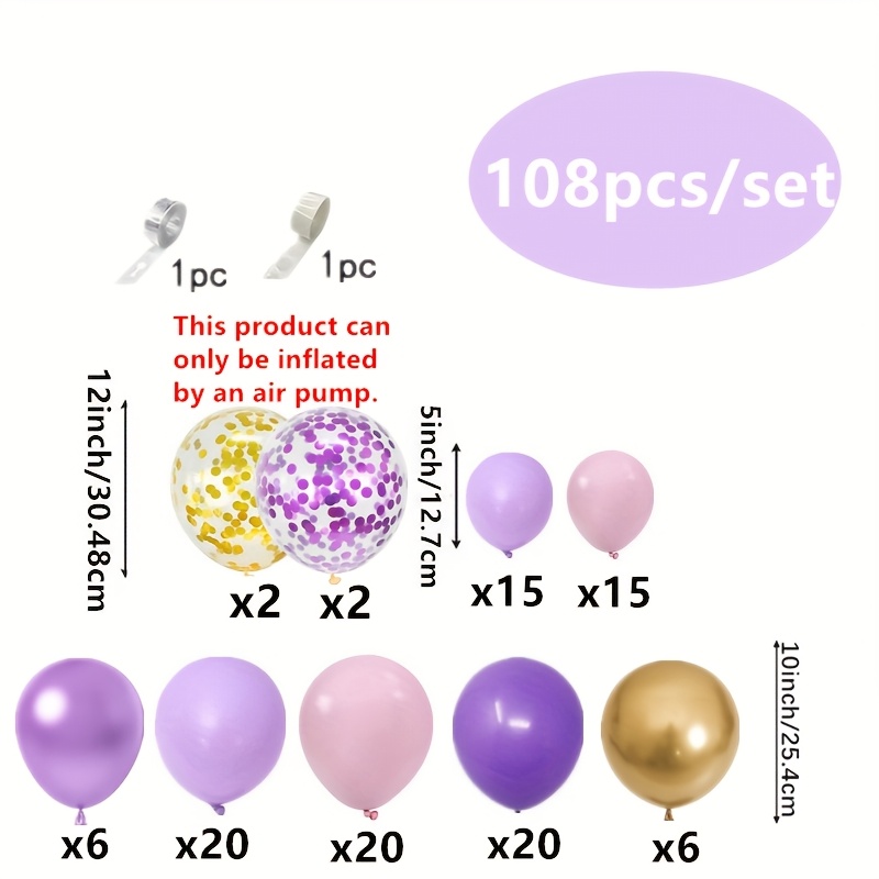 TEMU Set de de Globos Rosa y de 108 piezas, Globos Metálicos Dorados para , Despedidas de Soltera, Aniversarios, , Día de la , Revelación de Género,