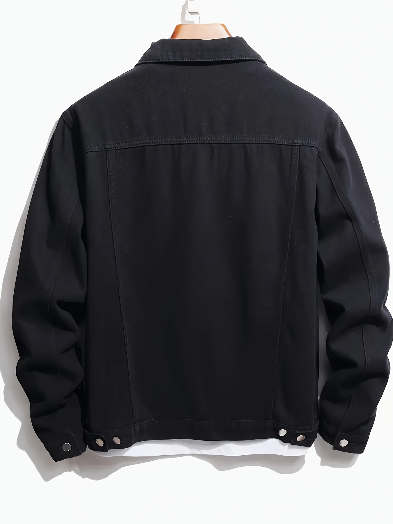 large size men's black denim fashion casual jacket Temu Saudi Arabia