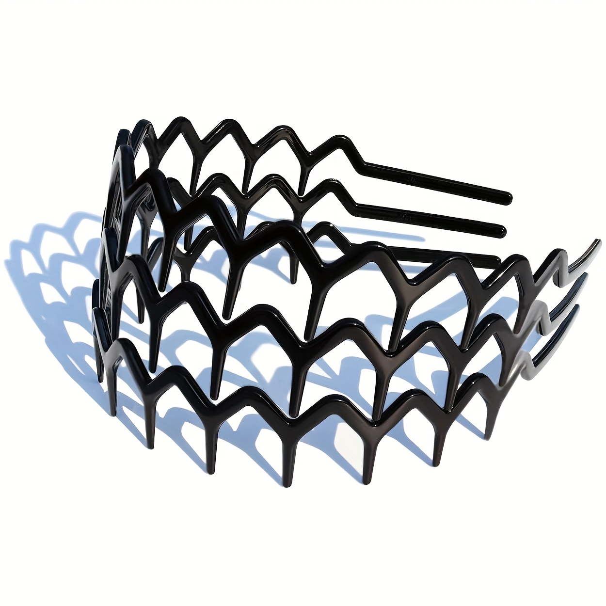 Image of 3pcs Wavy Tooth Headbands, Wide Solid Color, Elegant, Simple, Durable, Non-slip Red Hair Ties, Suitable For Face Washing And Skincare, Headbands For Men And Women, Festive Fashion Hair Accessories