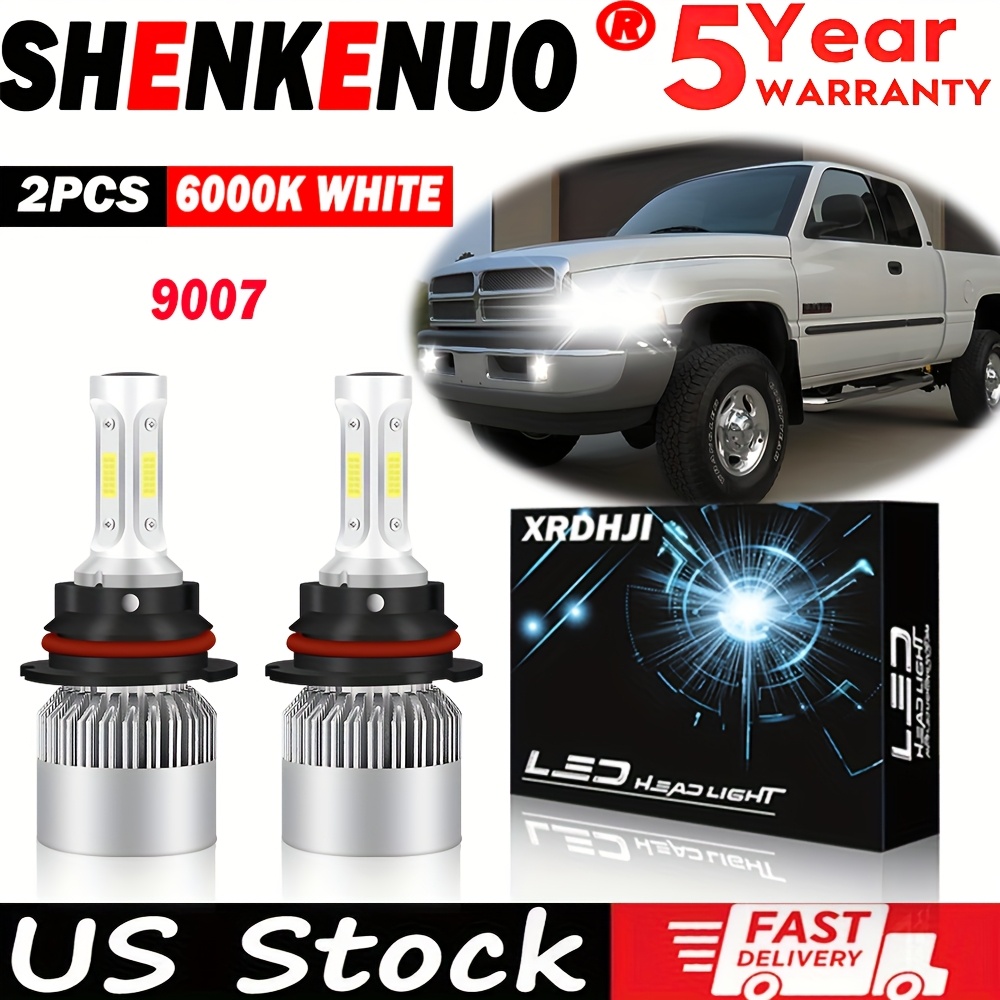 TEMU 2x 6000k 9004 Led Headlight For For 1500 2500 3500 1994-2001 High Low Beam, Without Battery