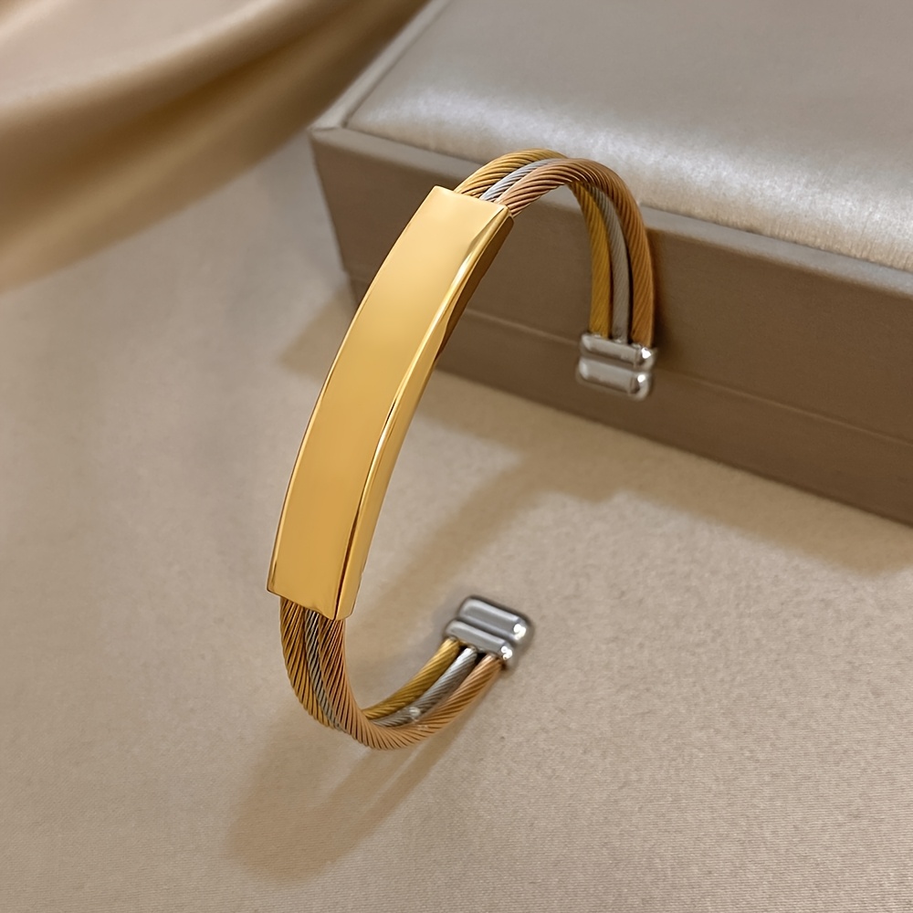 Stainless Steel Silvery Cable Wire Bangle Bracelet, Unique Design