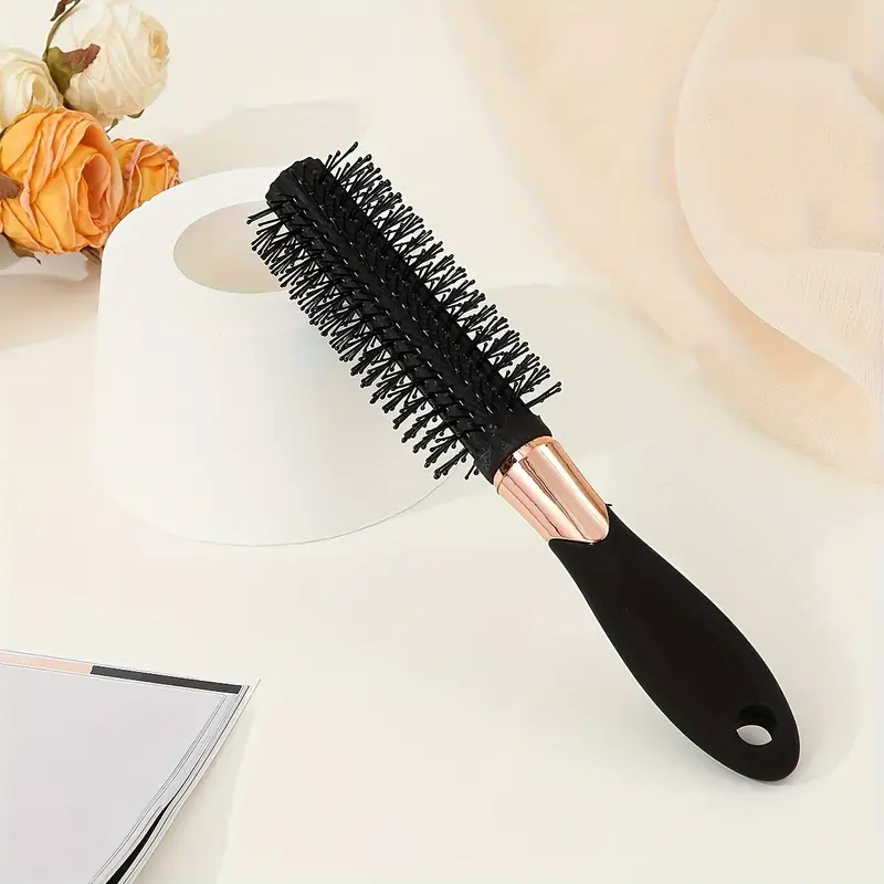 round barrel hair brush for easy smooth curls and straight styles 1 pack plastic bristle normal hair type fine tooth comb with abs plastic handle portable professional styling tool details 2