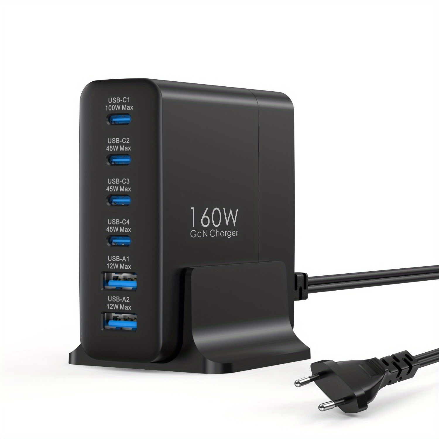 Image of 160w Usb C Charger, 5-port Usb Charger, Usb C Fast Charger Eu Dual Port Pd Power Adapter, Qc Wall Charger Plug Compatible, For Air, For Ipad, For Iphone17/16/15/14/13/12, For Laptops, And More