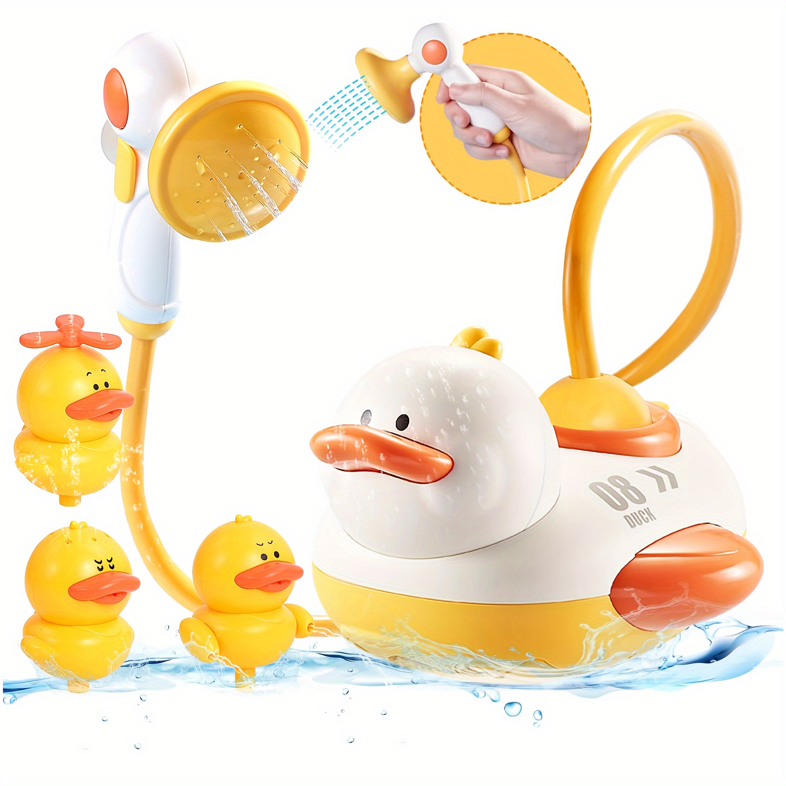 

Cheerful Duck Bath Toys With Electric Water Sprinkler Bathtub Toy Set, Fun Bathtime Toy Christmas Gift