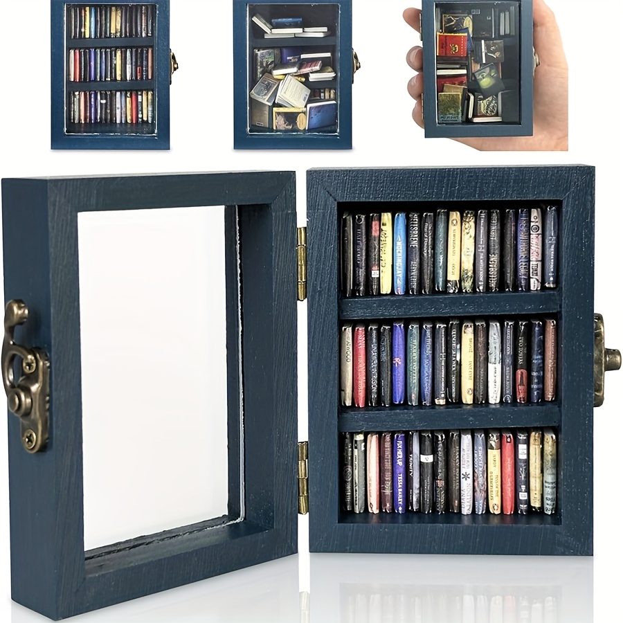 

1pc Mini Decoration Decoration Bookcase, Comes 60 Mini Books, Suitable For ' Decoration