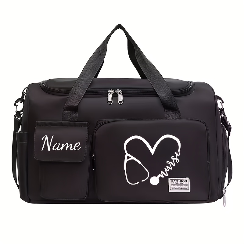TEMU Personalized Diy Name/text Print Nurse Stethoscope & Emblem Tote Bag - Large Capacity Lightweight Nylon Backpack Suitable For Gym, Travel, -