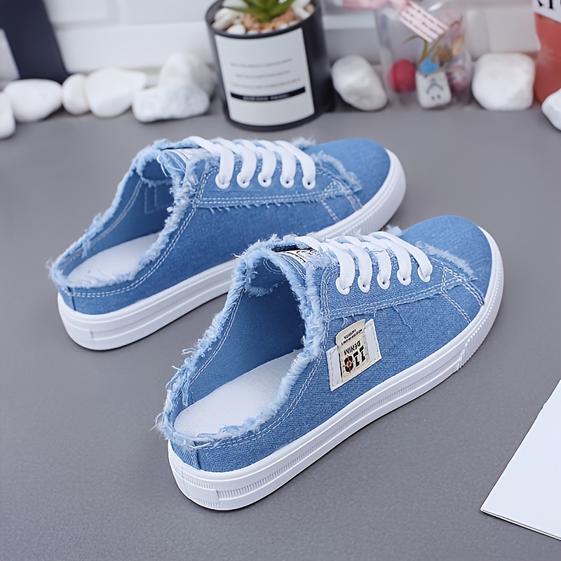 TEMU Women Sneakers, Lace-up Women's Frayed Edge Shoes, Fashionable Flat Casual Sneakers, Lightweight Breathable Everyday Loafers, , Easy On & Off,