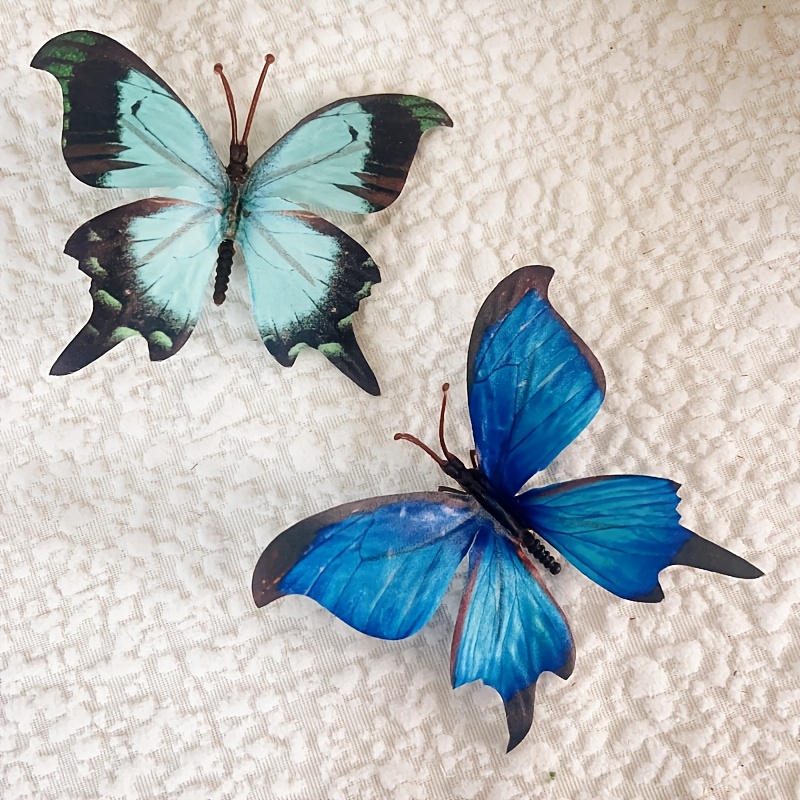 TEMU Set Of 2 Artificial Large Butterflies 4.53-inch Realistic Butterflies Lifelike Floral Butterflies Ideal For Home Decor, Handmade Bouquets,