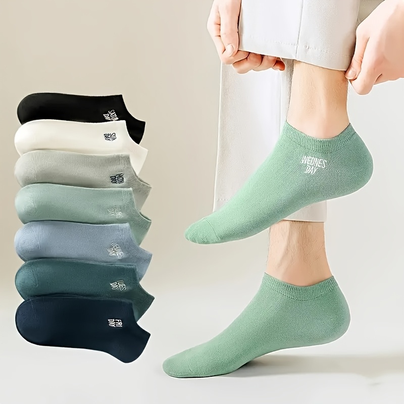 TEMU 7/14 Pairs 7 Pairs Men's Sweat-absorbent Fashion Easy Low-cut Socks, Comfortable Breathable Thin Socks, Suitable For Daily And Outdoor Wear,